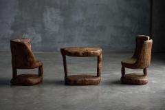 Brutalist Monoxyle Chairs France 1980s - 3954496