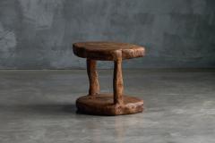 Brutalist Monoxyle Side Table and Chairs France 1980s - 3954459