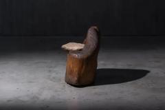Brutalist Monoxyle Stool with Sculpted Stone Seat France 1970s - 4117312