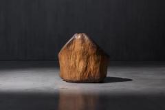 Brutalist Monoxyle Stool with Sculpted Stone Seat France 1970s - 4117365
