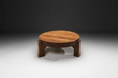 Brutalist Oak Coffee Table with Chiseled Side Pattern The Netherlands 1970s - 4584353