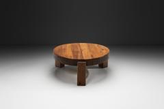 Brutalist Oak Coffee Table with Chiseled Side Pattern The Netherlands 1970s - 4584538