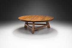 Brutalist Oak Coffee Table with Triangular Legs Europe ca 1950s - 3386131