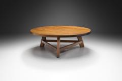 Brutalist Oak Coffee Table with Triangular Legs Europe ca 1950s - 3386132