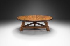 Brutalist Oak Coffee Table with Triangular Legs Europe ca 1950s - 3386144