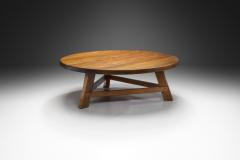 Brutalist Oak Coffee Table with Triangular Legs Europe ca 1950s - 3386146