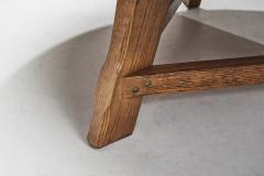 Brutalist Oak Coffee Table with Triangular Legs Europe ca 1950s - 3386153
