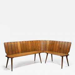Brutalist Oak Corner Bench Europe Second half of the 20th Century - 4361271