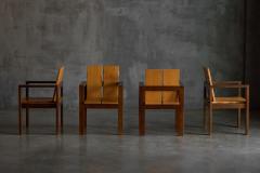 Brutalist Oak Dining Chairs France 1970s - 4593841