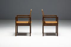 Brutalist Oak Dining Chairs France 1970s - 4593869
