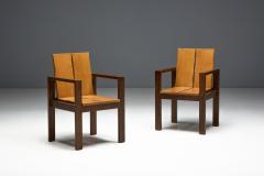 Brutalist Oak Dining Chairs France 1970s - 4593872