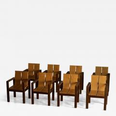 Brutalist Oak Dining Chairs France 1970s - 4594754