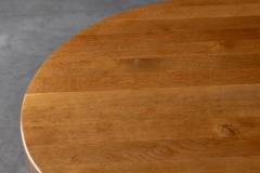 Brutalist Oak Round Coffee Table France 1950s - 4316928