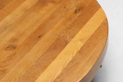 Brutalist Oak Round Coffee Table France 1950s - 4316945