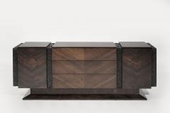 Brutalist Oak Walnut Bookmatched Dresser C 1950s - 3797397