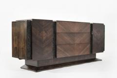 Brutalist Oak Walnut Bookmatched Dresser C 1950s - 3797400