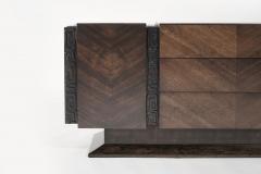 Brutalist Oak Walnut Bookmatched Dresser C 1950s - 3797403