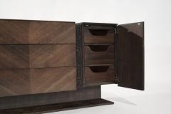 Brutalist Oak Walnut Bookmatched Dresser C 1950s - 3797405