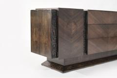 Brutalist Oak Walnut Bookmatched Dresser C 1950s - 3797406