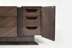 Brutalist Oak Walnut Bookmatched Dresser C 1950s - 3797407