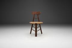 Brutalist Oak and Cane Tripod Chair Europe 20th Century - 3929404