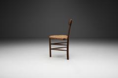 Brutalist Oak and Cane Tripod Chair Europe 20th Century - 3929405