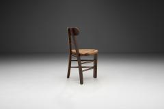 Brutalist Oak and Cane Tripod Chair Europe 20th Century - 3929406