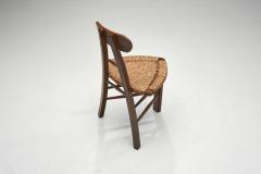 Brutalist Oak and Cane Tripod Chair Europe 20th Century - 3929407