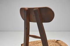 Brutalist Oak and Cane Tripod Chair Europe 20th Century - 3929408