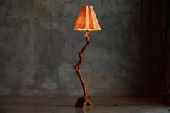 Brutalist Organic Wood Floor Lamp France 1970s - 4593897