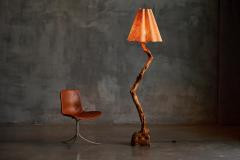 Brutalist Organic Wood Floor Lamp France 1970s - 4593936