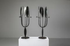 Brutalist Pair of Candelabras with Mirrors 1970s - 1918643