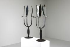 Brutalist Pair of Candelabras with Mirrors 1970s - 1918646