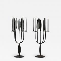 Brutalist Pair of Candelabras with Mirrors 1970s - 1919704