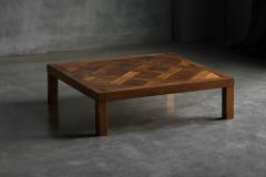 Brutalist Parquet Coffee Table France 1970s - 4364287