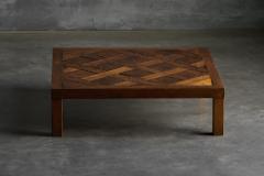 Brutalist Parquet Coffee Table France 1970s - 4364334