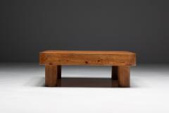 Brutalist Pine Low Coffee Table France 1960s - 4437449