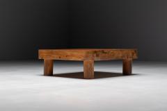 Brutalist Pine Low Coffee Table France 1960s - 4437456