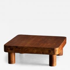 Brutalist Pine Low Coffee Table France 1960s - 4439831