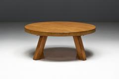 Brutalist Round Coffee Table in Solid Wood France 1960s - 4396413