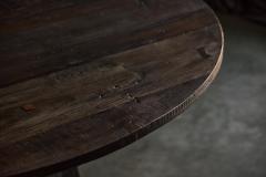 Brutalist Round Dining Table in Reclaimed Wood France 20th Century - 4706759