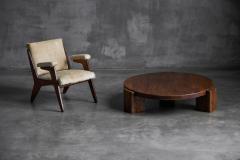 Brutalist Round Oak Coffee Table Mid 20th Century - 4790759
