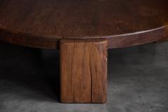 Brutalist Round Oak Coffee Table Mid 20th Century - 4790760