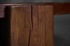 Brutalist Round Oak Coffee Table Mid 20th Century - 4790761
