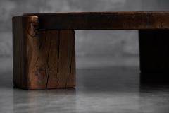 Brutalist Round Oak Coffee Table Mid 20th Century - 4790788