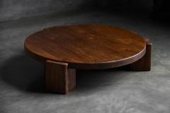 Brutalist Round Oak Coffee Table Mid 20th Century - 4790791