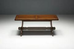 Brutalist Rustic Alpine Dining Table in Stained Oak Spain 1970s - 3887853