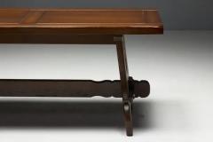 Brutalist Rustic Alpine Dining Table in Stained Oak Spain 1970s - 3887862