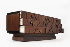 Brutalist Sculptural Walnut Dresser with ORB Accents and Hardware C 1970s - 3744598