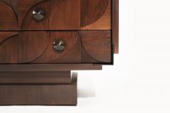 Brutalist Sculptural Walnut Dresser with ORB Accents and Hardware C 1970s - 3744602